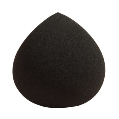 Eleganter schwarzer, weicher, runder Make-up-Schwamm in einem pfirsichinspirierten Kontur für sanftes, vollständiges Gesicht-Blend. Latexfreier, nicht aufnehmender Schaum mit nahtlosen Kanten. Geliefert von einer professionellen Kosmetikschwammfabrik für globale Marken.