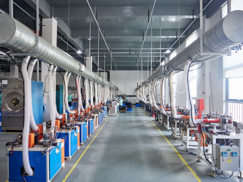 factory-interior-cosmetic-sponge-manufacturer interior view of a leading global manufacturer specializing in makeup sponges and cosmetic puffs.