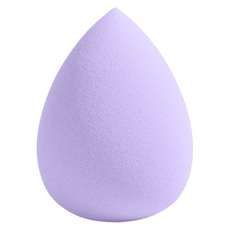 Soothing lavender teardrop makeup sponge provides gentle, even foundation application. Hypoallergenic and latex-free. Produced in large-scale facility for global cosmetic brands.